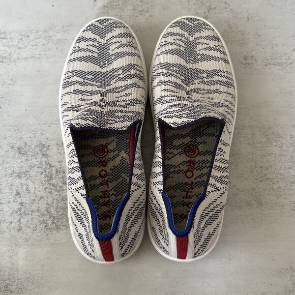 Rothy's Women's Sz 6.5 The Original Slip On Sneaker Maritime Tiger Stripe White - Picture 7 of 8